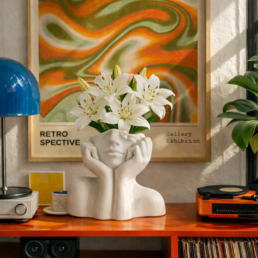 Vase visage femme en céramique — vases décoratifs design tendance 2026