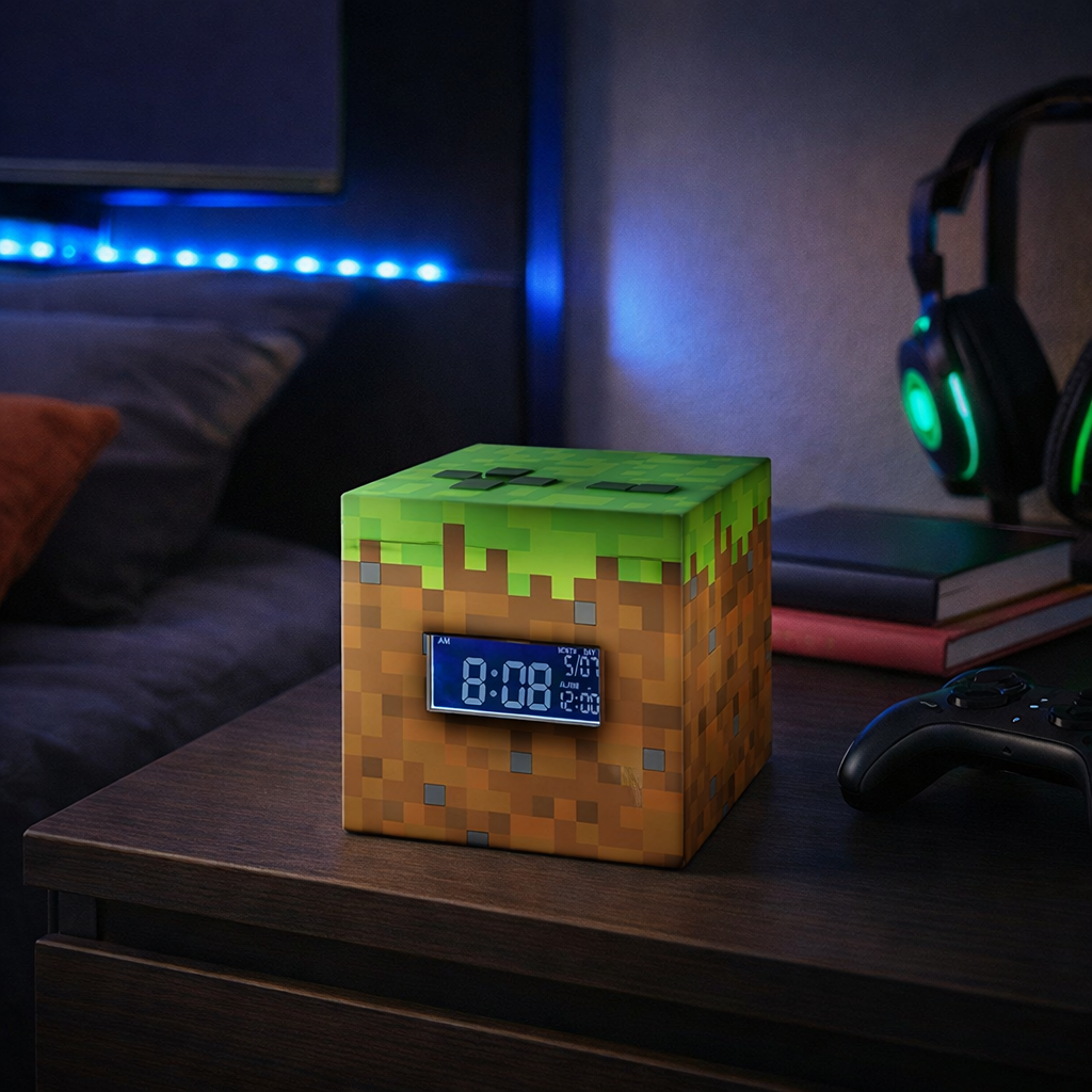 Horloge murale Minecraft pixel art — décoration chambre gaming bureau