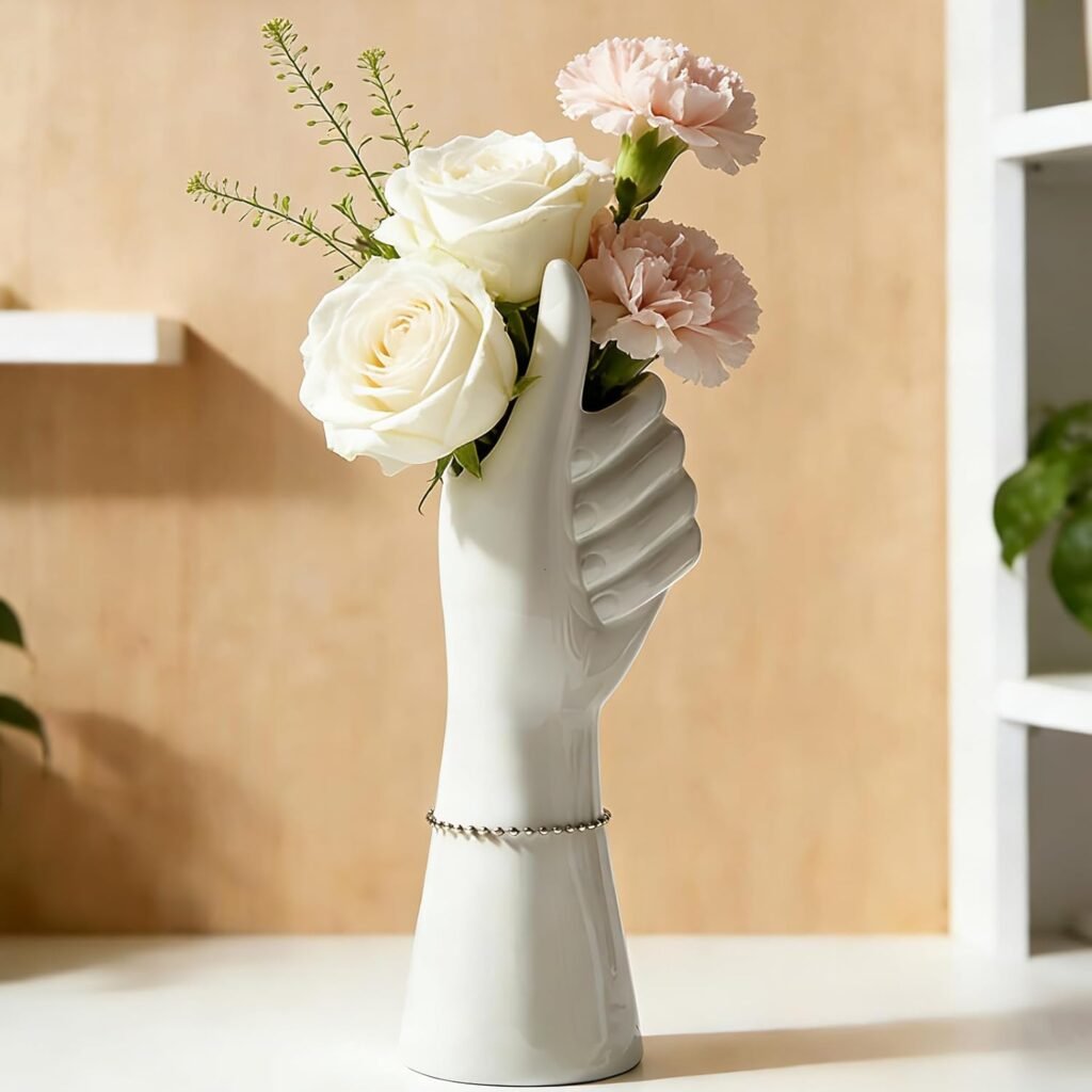 moderne main vase blanc vintage